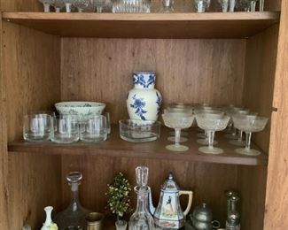 Waterford Lismore pattern. Water, wine, champagne, dessert and salt/pepper shakers