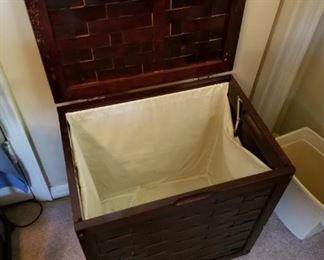 #38 woven wood hamper $20.00