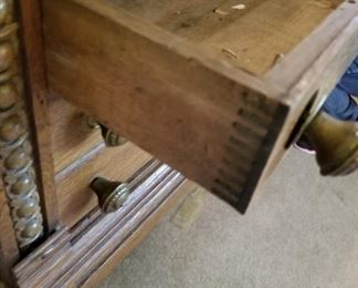 #13 Antique oak 6 drawer printer desk that has been modified 33x24x35 $200.00