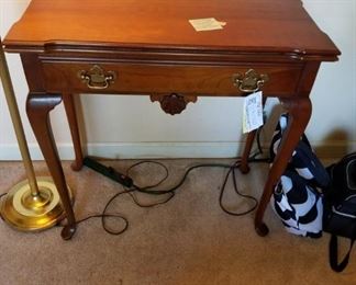 #15 game table w 1 drawer and 2 gate legs with drop side 30x15-30x29 $125.00