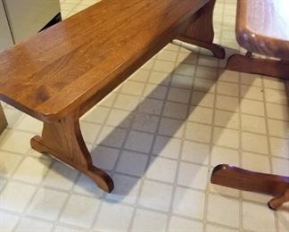 #11 farm house plateform dining table w bench ad 4 chairs 60x35x30 $175.00