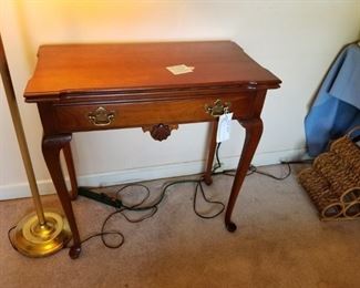 #15 game table w 1 drawer and 2 gate legs with drop side 30x15-30x29 $125.00