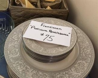 #36 Franciscan Platinum Renaissance 13 plates, 6 saucers, 8 cups $75.00