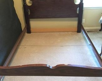 #29 queen size laminate cover wood 4 post cannon ball bed from as is foot board $65.00