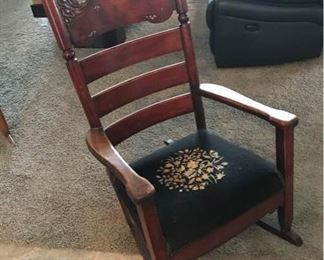 Antique Rocker with Mother of Pearl Inlay