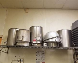 7 Large Pots and 2 Strainers