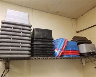 Various Size Plastic Containers, 3 Dish Racks
