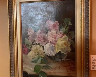 19th Century Oil on Canvas, signed W.C. Sanders, 1895, signed lower left, label affixed to the reverse "AEC to Gert, Christmas, 1895 - 12" 1/2 x 9 1/2" 