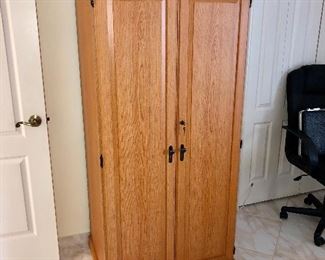 Compact Locking Home Office/Cupboard w/file drawer, pull-out desk - $60 - (30W 24D 64H)