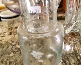 Duiske Irish Handcut Bedside Pitcher w/glass