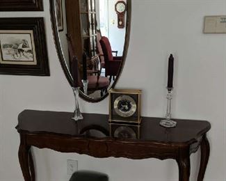 $60  Cherry console table  Oval mirror SOLD