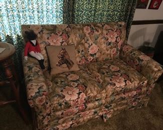 Floral loveseat, handmade horse pillow