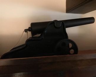 Cast Iron Cannon - made by W.R.A. Co. ( Winchester Repeating Arms Company) 11.5 inches long, and 5 inch wide carriage. Signal Cannon