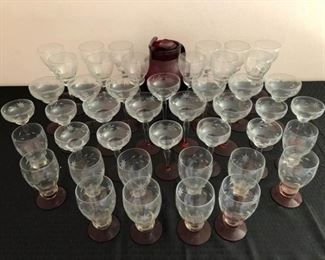 Vintage Clear & Red Etched Glassware https://ctbids.com/#!/description/share/208375