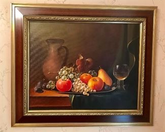 Framed canvas fruit art 