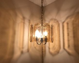 Vintage amber glass hanging lamp 