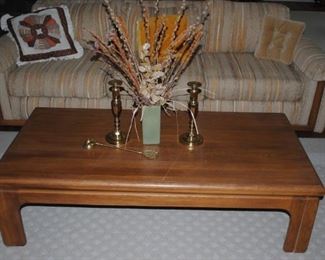 Oak coffee table - there are 2 side tables also, vintage couch