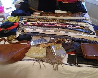 Ladies purses, belts, etc