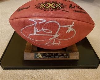 Signed Emmitt Smith Super Bowl XXX football