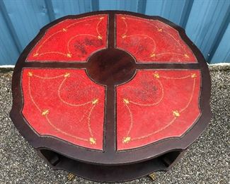 Red Leather top Two tier DrumTable