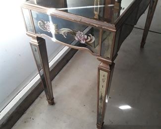 Mirrored vanity table with matching bench