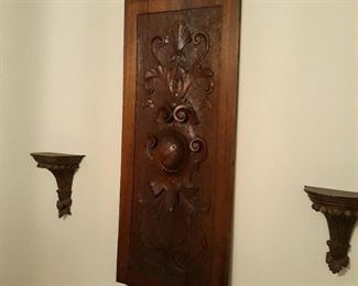 Antique carved wood panel