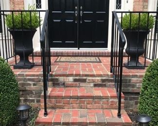 Pair topiary porch urns