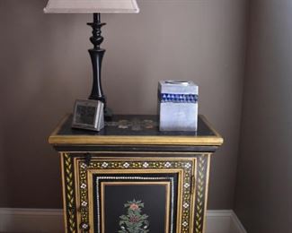 One of a pair of painted nightstands