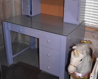 Purple desk with hutch