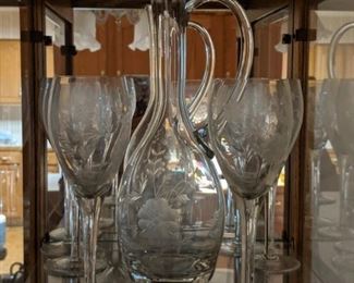 crystal pitcher wine glesses