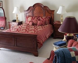 Liberty Furniture Queen Headboard and bed frame coupled with a Sealy Perfect Sleeper Queen Adjustable Bed System. Frame and Adjustable system sold separately.