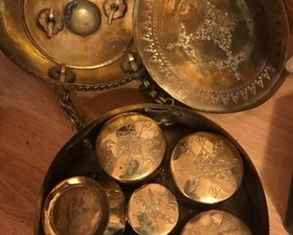 Antique brass spice box from India