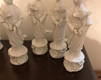 Vintage Chinese "Kwan Yin" Blanc De Chine porcelain sculptures