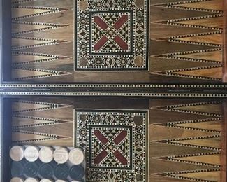 Inlaid backgammon game board