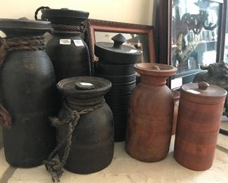Antique wood water vessels
