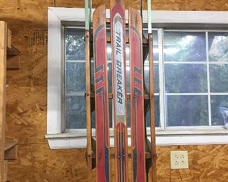 Vintage Trail Breaker wooden sled with metal frame