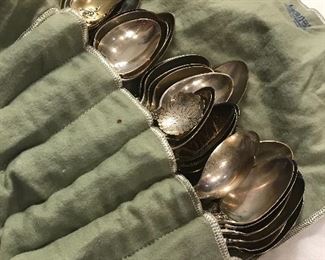 Our humblest apologies - client has elected to pull the silver spoon collection from the sale. We appreciate their sentimentality toward this item and your understanding of same.