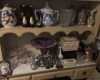 cookie jars, h'oeuvre holder, silver plated items, etc