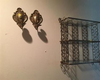 Wall sconces- several, wall shelves - also many to chose from 