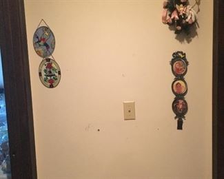 Stained glass, picture frame and brass decor 