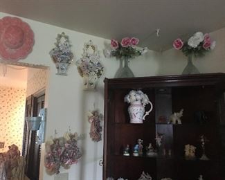 Ceramic hat, more baskets of flowers etc 