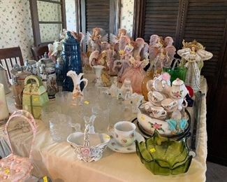 Angels, Flinstone Glassware 12 pc set , fountain, Glass Purses