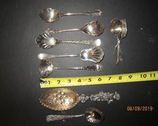 Assorted sterling and silver plate servers