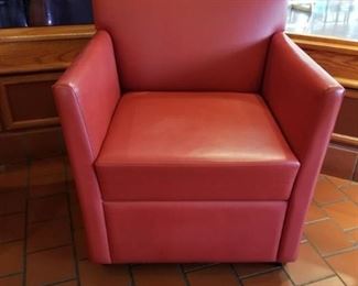 Red Leather Chair On Wheels