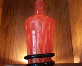 Hand Blown Red and Black Vase