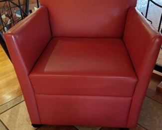 Red Leather Chair On Wheels