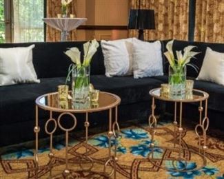 Black velvet lounge couch