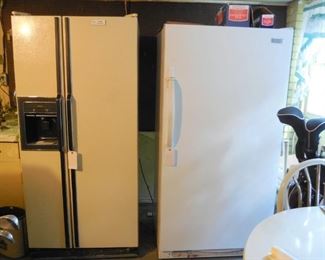 Kenmore side by side and Frigidaire upright freezer