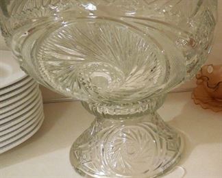 Vintage cut crystal punch bowl with stand, rare!