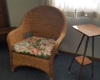Wicker Chair and Antique Stand